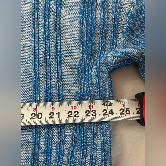 PILCRO Anthropologie Blue Striped Knit Sweater High Low Hem Women’s Medium - Picture 7 of 13